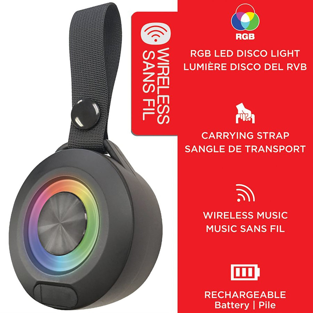 Escape Disco Bluetooth Speaker with RGB Lighting, Black