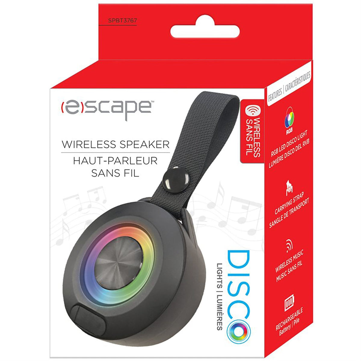 Escape Disco Bluetooth Speaker with RGB Lighting, Black