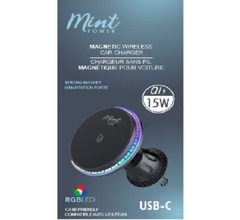 Chargeur de voiture sans fil magnétique MagSafe 15W avec LED RVB