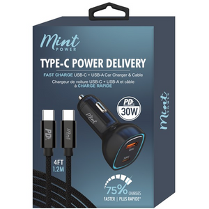 Type-C Power Delivery Car Charger & Cable Kit
