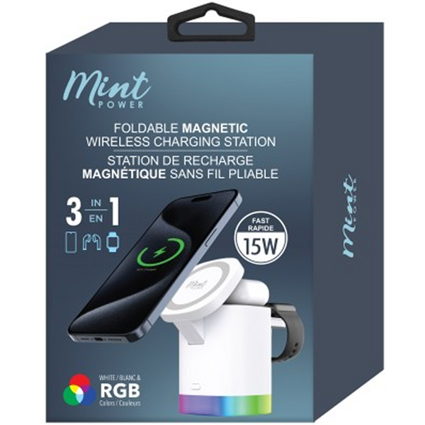 Station de charge sans fil magnétique pliable avec RGB