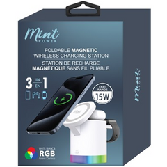 Station de charge sans fil magnétique pliable avec RGB