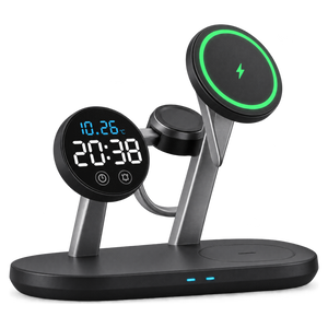 Mint 15W 3 in 1 Wireless Charging Station with Digital Alarm Clock