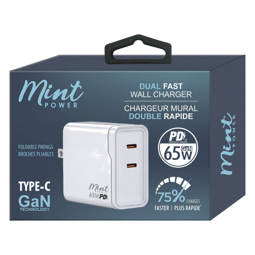 Mint 65W GaN Dual USB-C PD Fast Wall Charger