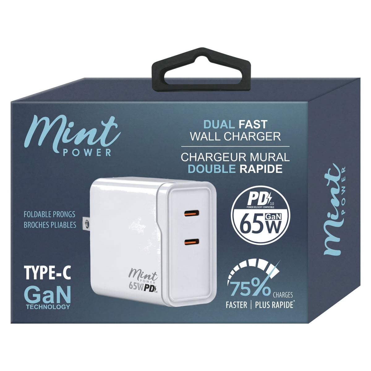 Mint 65W GaN Dual USB-C PD Fast Wall Charger