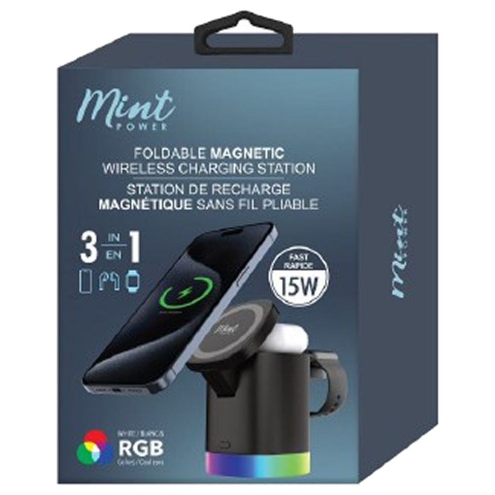 Foldable Magnetic Wireless Charging Station with RGB