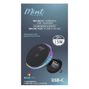Magnetic MagSafe Wireless Car Charger 15W with RGB LED