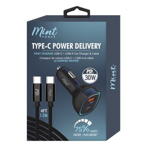 Type-C Power Delivery Car Charger & Cable Kit